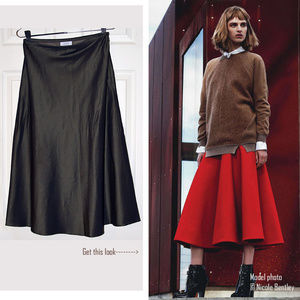 Ann Taylor Loft dark green silk skirt